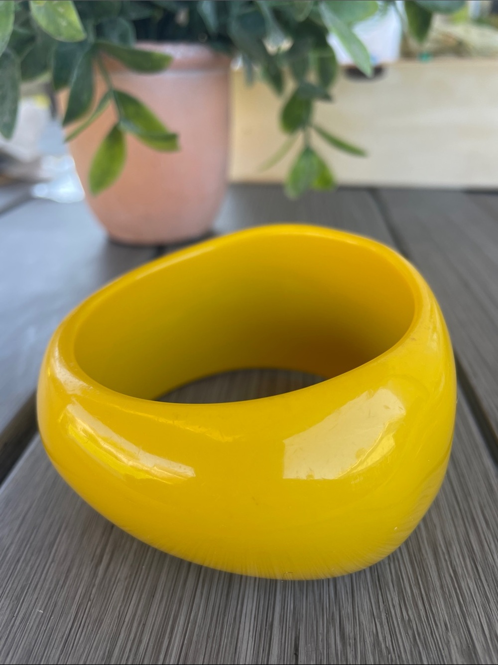Bright Yellow Lucite Decorative Bangle